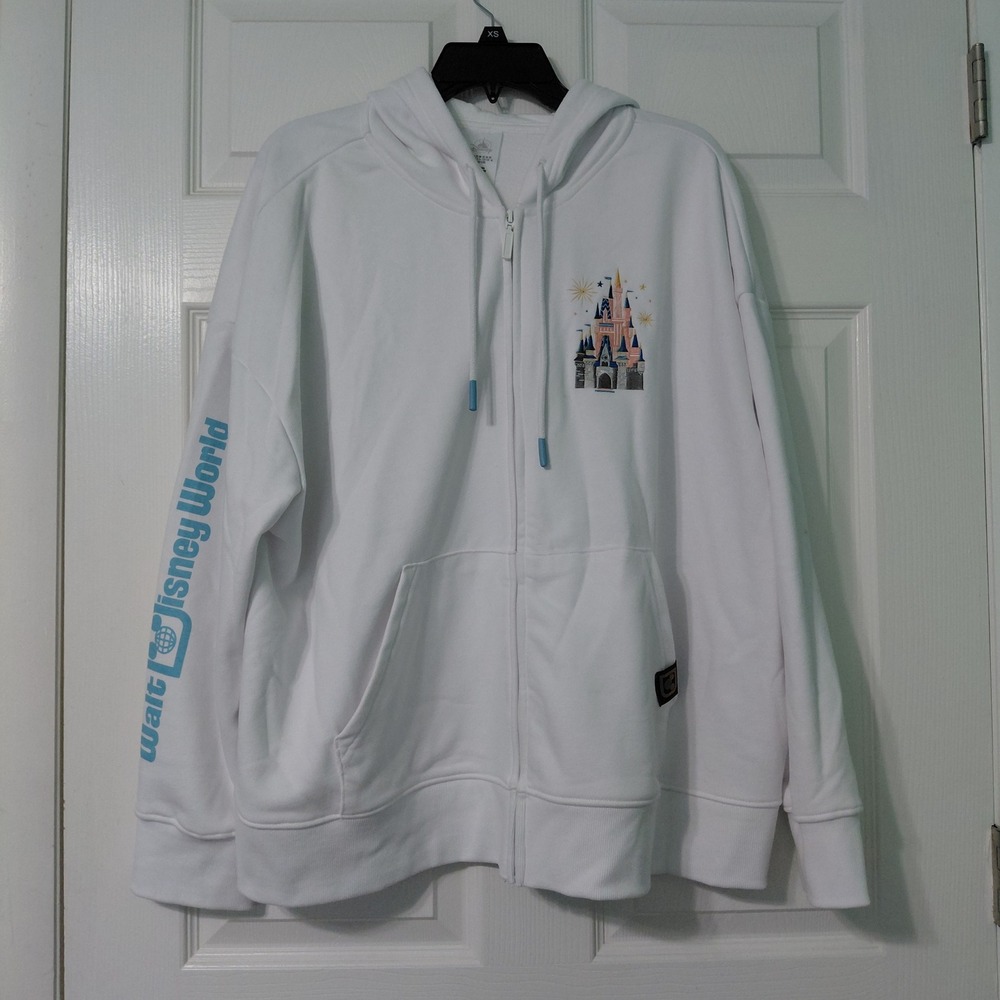 Walt Disney World Four Parks Icons Zip Up Hoodie White 2X Magic Kingdom Epcot